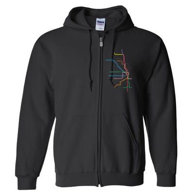 Chicago Trains Map Full Zip Hoodie