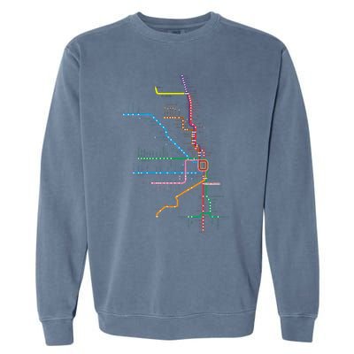 Chicago Trains Map Garment-Dyed Sweatshirt