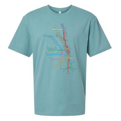 Chicago Trains Map Sueded Cloud Jersey T-Shirt