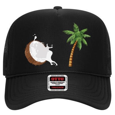 Coconut Tree Meme Patriotic Kamala Statement Usa Democrat High Crown Mesh Back Trucker Hat