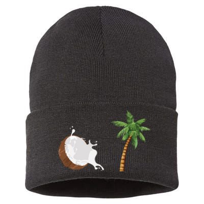 Coconut Tree Meme Patriotic Kamala Statement Usa Democrat Sustainable Knit Beanie