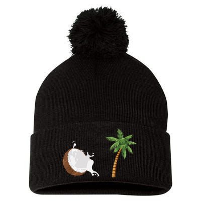 Coconut Tree Meme Patriotic Kamala Statement Usa Democrat Pom Pom 12in Knit Beanie