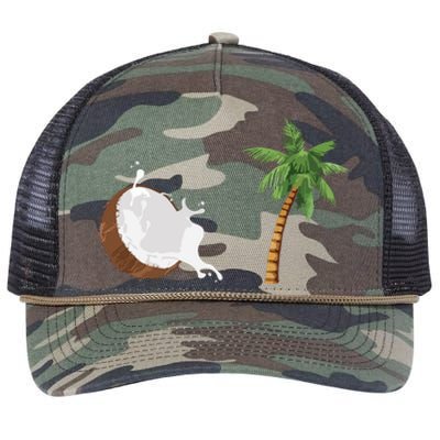 Coconut Tree Meme Patriotic Kamala Statement Usa Democrat Retro Rope Trucker Hat Cap