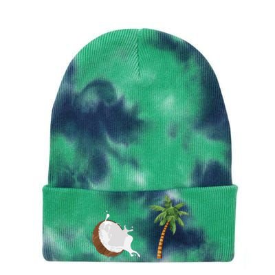 Coconut Tree Meme Patriotic Kamala Statement Usa Democrat Tie Dye 12in Knit Beanie