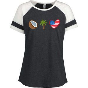 Coconut Tree Meme Patriotic Kamala Statement Usa Democrat Enza Ladies Jersey Colorblock Tee