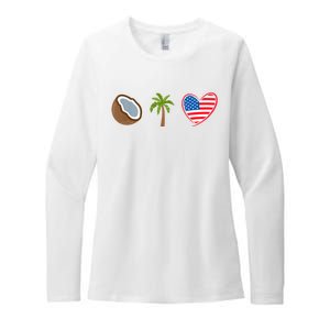 Coconut Tree Meme Patriotic Kamala Statement Usa Democrat Womens CVC Long Sleeve Shirt