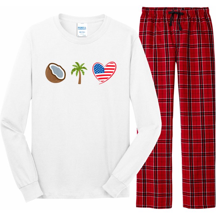 Coconut Tree Meme Patriotic Kamala Statement Usa Democrat Long Sleeve Pajama Set