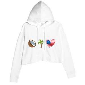 Coconut Tree Meme Patriotic Kamala Statement Usa Democrat Crop Fleece Hoodie