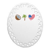 Coconut Tree Meme Patriotic Kamala Statement Usa Democrat Ceramic Oval Ornament