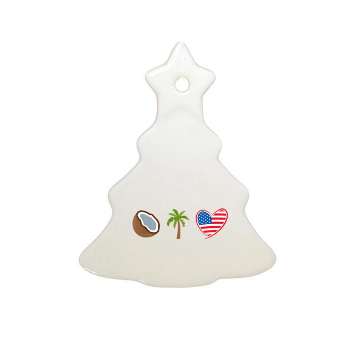 Coconut Tree Meme Patriotic Kamala Statement Usa Democrat Ceramic Tree Ornament