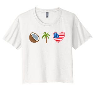 Coconut Tree Meme Patriotic Kamala Statement Usa Democrat Women's Crop Top Tee