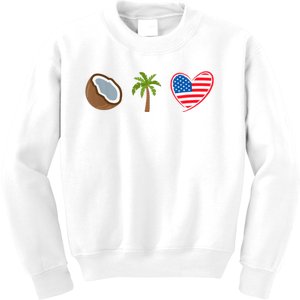 Coconut Tree Meme Patriotic Kamala Statement Usa Democrat Kids Sweatshirt