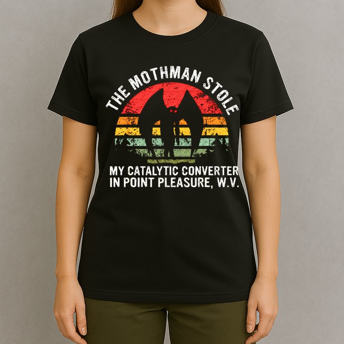 Cryptid The Mothman Stole My Catalytic Converter In Point T-Shirt