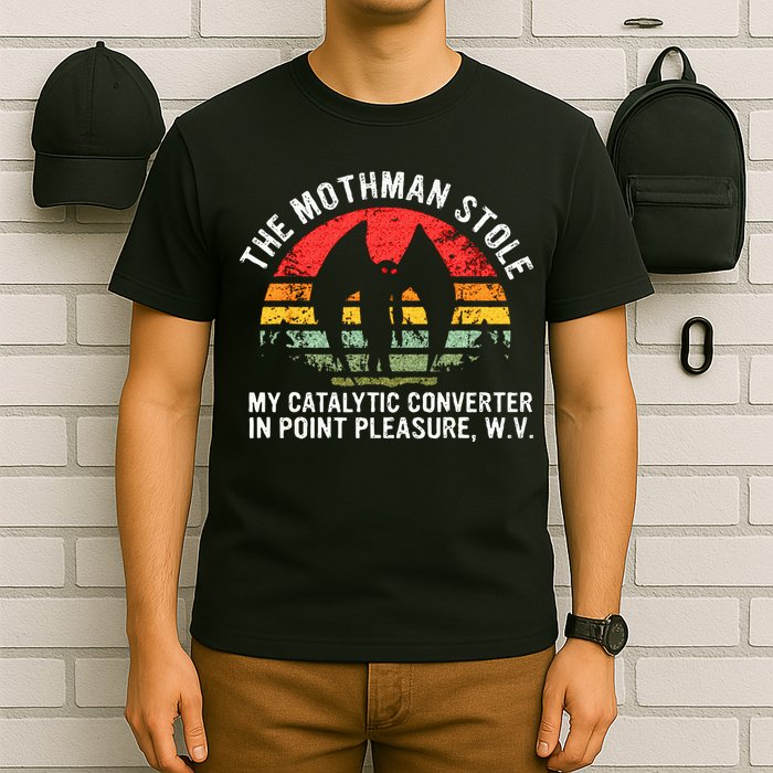 Cryptid The Mothman Stole My Catalytic Converter In Point T-Shirt