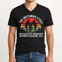 Cryptid The Mothman Stole My Catalytic Converter In Point V-Neck T-Shirt
