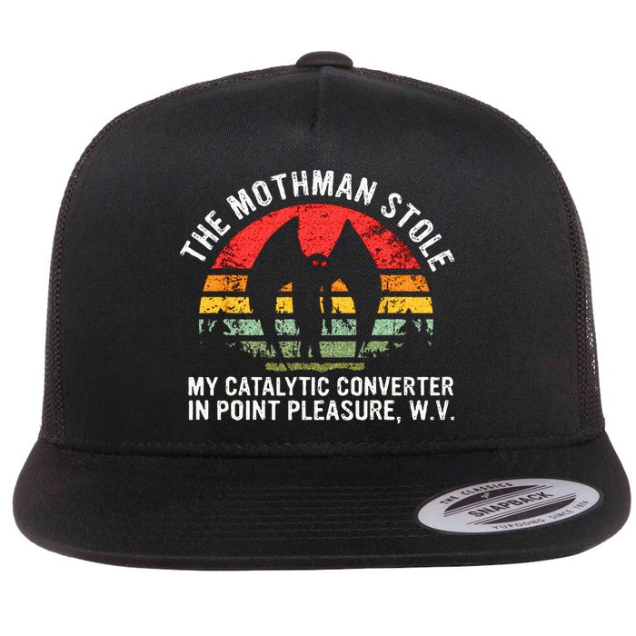 Cryptid The Mothman Stole My Catalytic Converter In Point Flat Bill Trucker Hat
