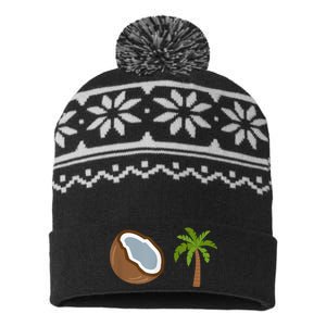 Coconut Tree Meme Patriotic Kamala Statement Usa Democrat USA-Made Snowflake Beanie