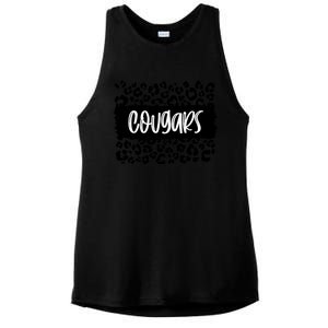 Cougars Team Mascot School Spirit Game Night Leopard Print Gift Ladies PosiCharge Tri-Blend Wicking Tank