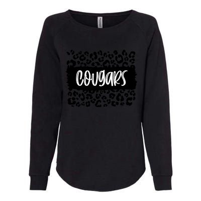 Cougars Team Mascot School Spirit Game Night Leopard Print Gift Womens California Wash Sweatshirt