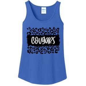 Cougars Team Mascot School Spirit Game Night Leopard Print Gift Ladies Essential Tank