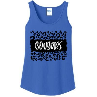 Cougars Team Mascot School Spirit Game Night Leopard Print Gift Ladies Essential Tank