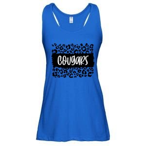 Cougars Team Mascot School Spirit Game Night Leopard Print Gift Ladies Essential Flowy Tank