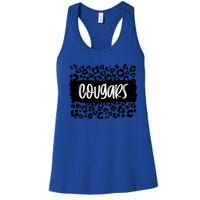 Cougars Team Mascot School Spirit Game Night Leopard Print Gift Women's Racerback Tank