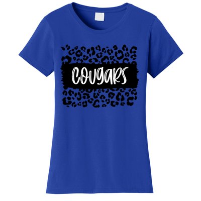 Cougars Team Mascot School Spirit Game Night Leopard Print Gift Women's T-Shirt