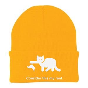 Consider This My Rent Funny Cute Cat Knit Cap Winter Beanie