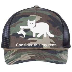 Consider This My Rent Funny Cute Cat Retro Rope Trucker Hat Cap