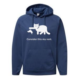 Consider This My Rent Funny Cute Cat Performance Fleece Hoodie