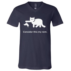 Consider This My Rent Funny Cute Cat V-Neck T-Shirt