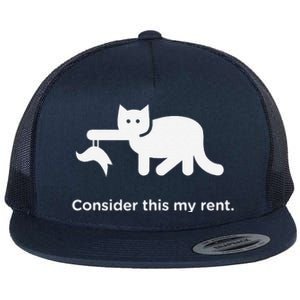 Consider This My Rent Funny Cute Cat Flat Bill Trucker Hat