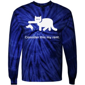 Consider This My Rent Funny Cute Cat Tie-Dye Long Sleeve Shirt