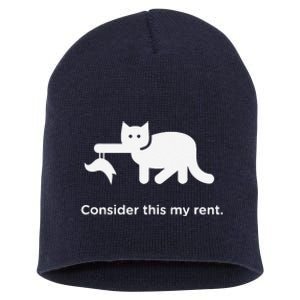 Consider This My Rent Funny Cute Cat Short Acrylic Beanie