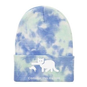 Consider This My Rent Funny Cute Cat Tie Dye 12in Knit Beanie