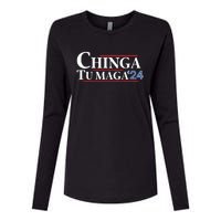 Chinga Tu Maga 24 Womens Cotton Relaxed Long Sleeve T-Shirt