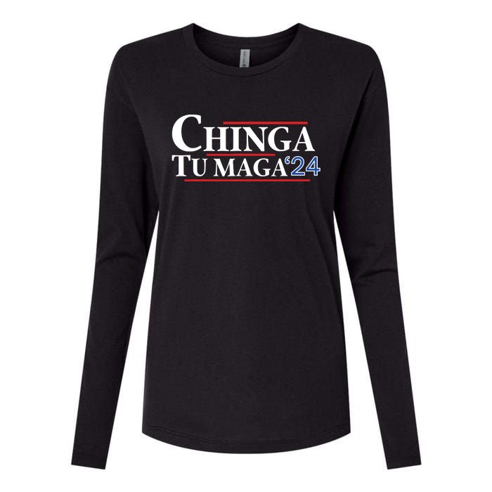 Chinga Tu Maga 24 Womens Cotton Relaxed Long Sleeve T-Shirt