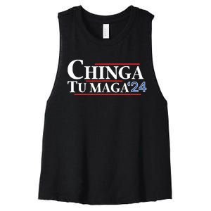 Chinga Tu Maga 24 Women's Racerback Cropped Tank