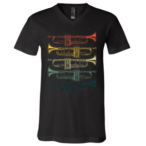 Cool Trumpet Marching Band Musician Jazz Music V-Neck T-Shirt