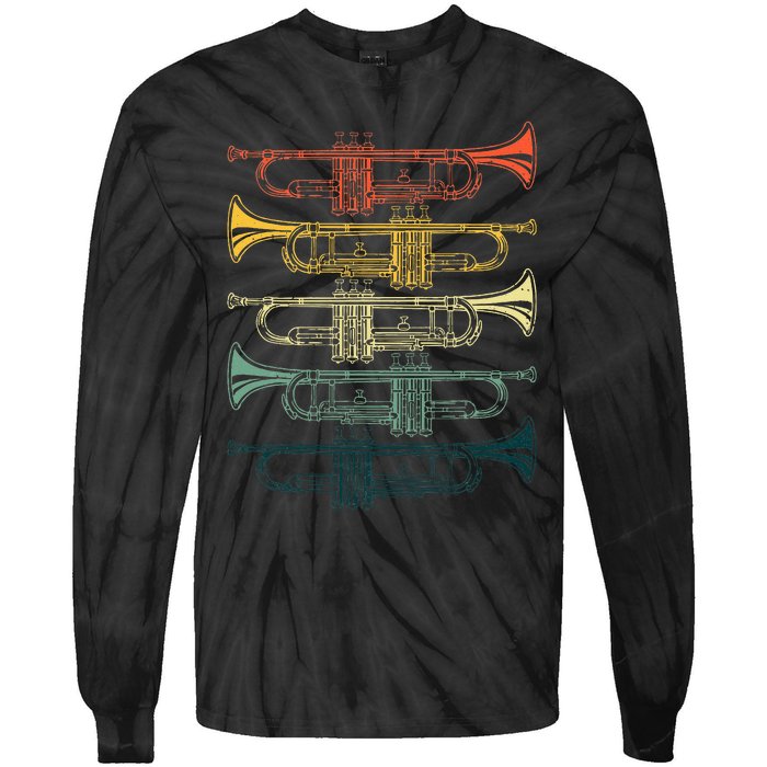 Cool Trumpet Marching Band Musician Jazz Music Tie-Dye Long Sleeve Shirt