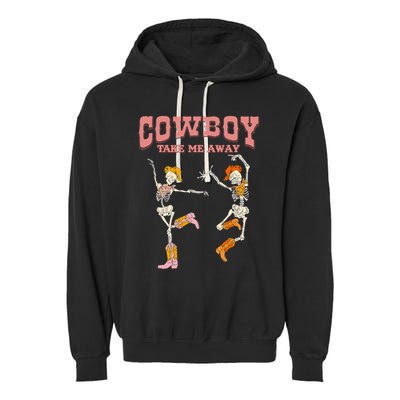 Cow Take Me Away Skeleton Western Southern Country Music Garment-Dyed Fleece Hoodie