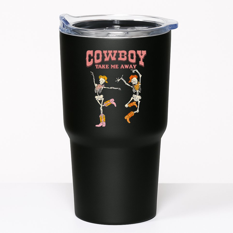 Cow Take Me Away Skeleton Western Southern Country Music Tumbler