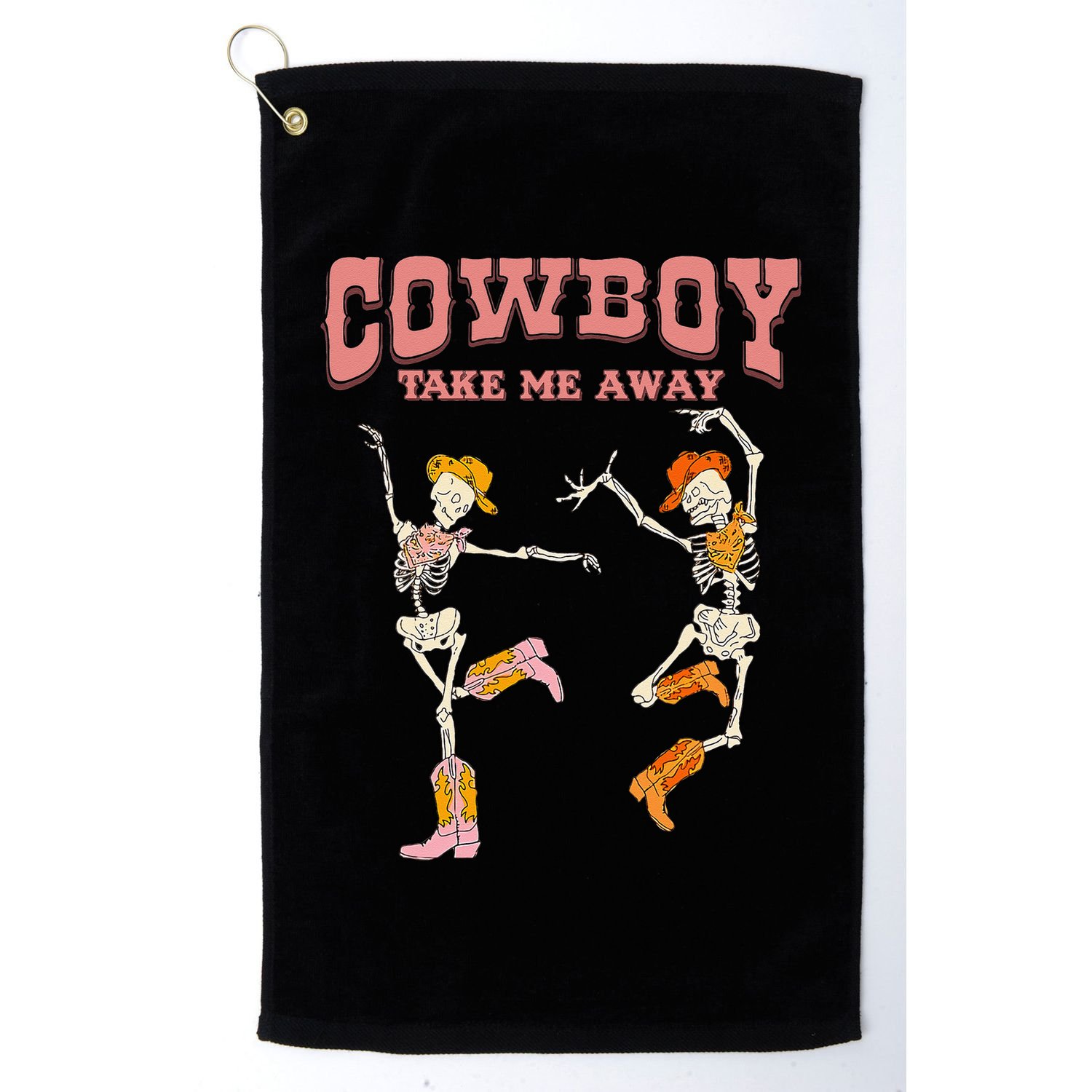 Cow Take Me Away Skeleton Western Southern Country Music Golf Towel