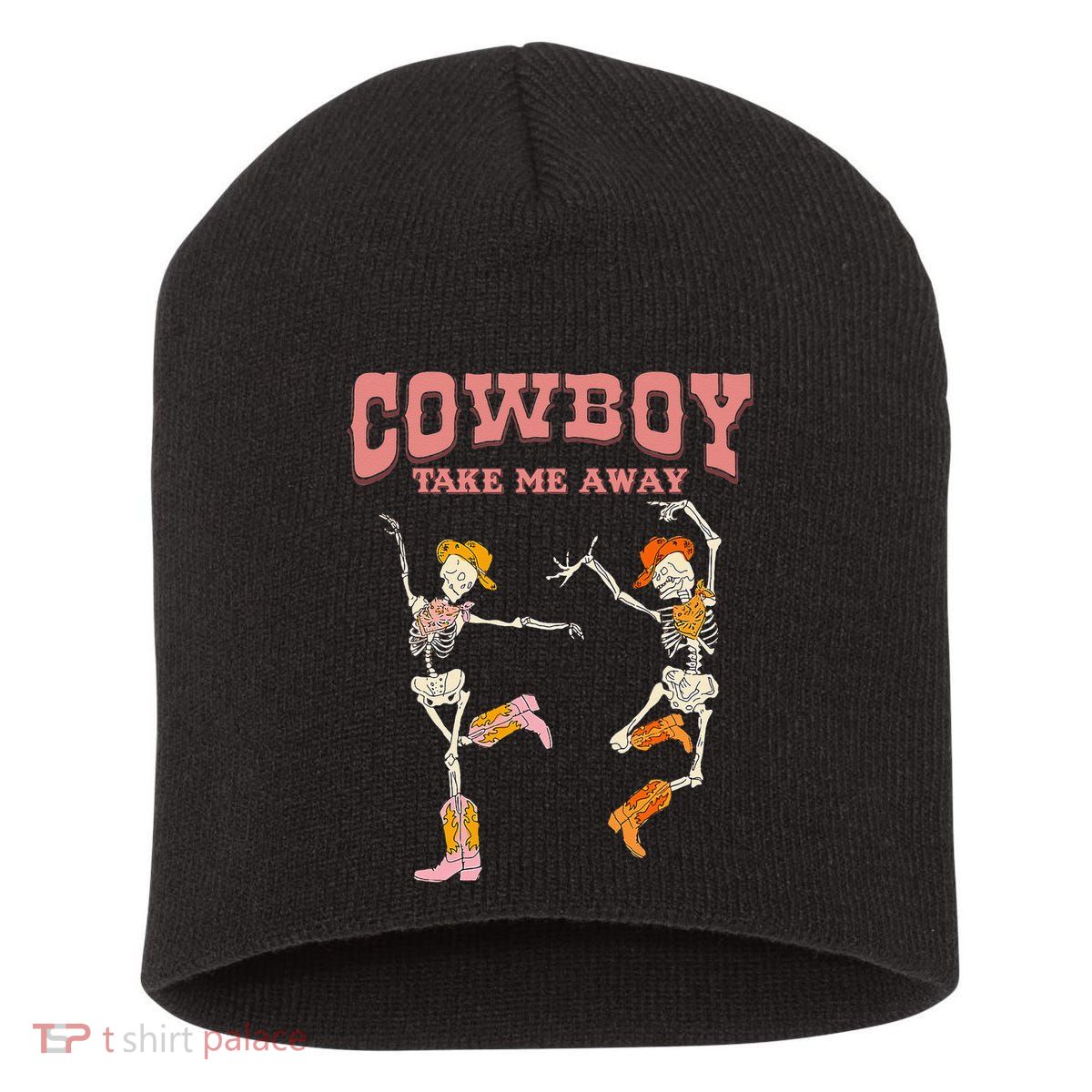 Cow Take Me Away Skeleton Western Southern Country Music Short Acrylic Beanie