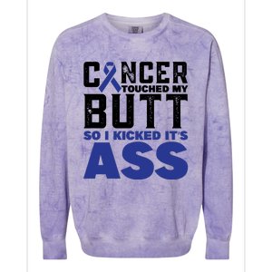 Cancer Touched My Butt So I Kicked Its Ass Funny Colon Cancer Awareness Colorblast Crewneck Sweatshirt