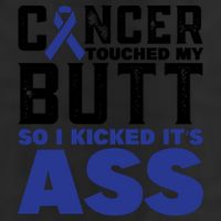 Cancer Touched My Butt So I Kicked Its Ass Funny Colon Cancer Awareness 7 Panel Mesh Trucker Snapback Hat