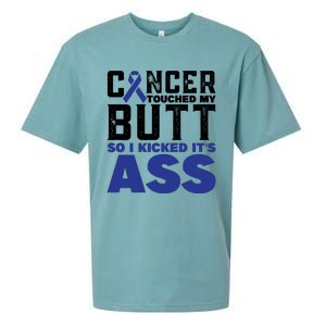 Cancer Touched My Butt So I Kicked Its Ass Funny Colon Cancer Awareness Sueded Cloud Jersey T-Shirt