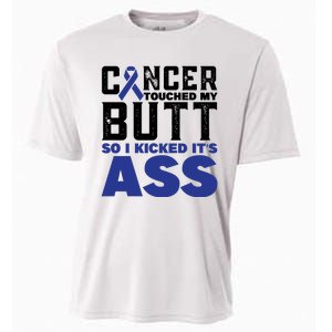 Cancer Touched My Butt So I Kicked Its Ass Funny Colon Cancer Awareness Cooling Performance Crew T-Shirt