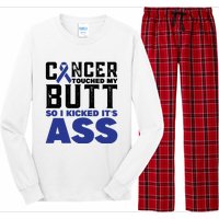 Cancer Touched My Butt So I Kicked Its Ass Funny Colon Cancer Awareness Long Sleeve Pajama Set